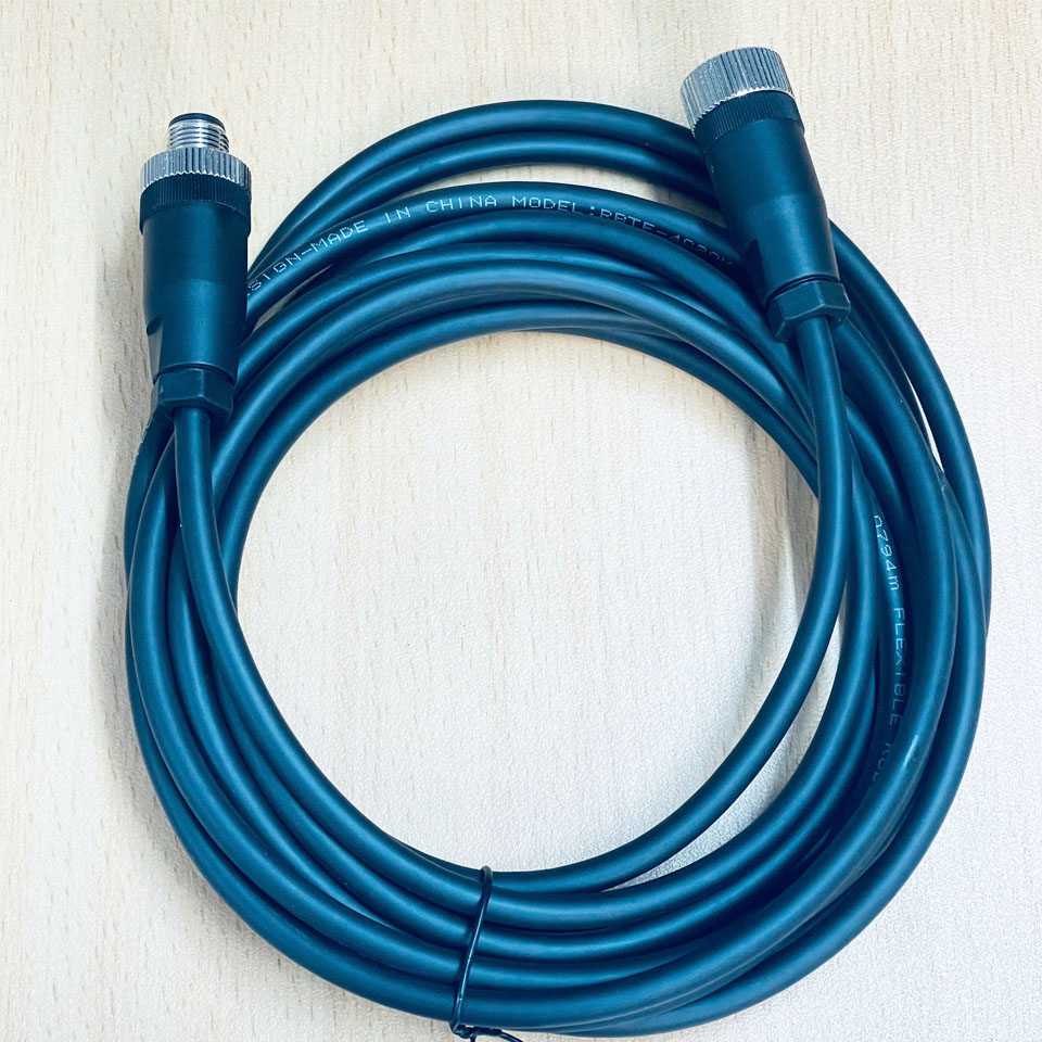 Cáp M12-M12-4.6M-2 Cable M12 4 Pin Cable M12 A-Code 4 Pole Male to Female Black Length 4.6M