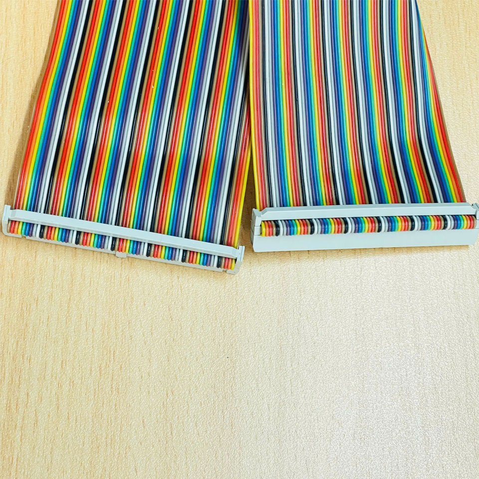 Cáp Bẹ Nhiều Màu Cầu Vồng IDC 64 Pin 2.54mm Pitch 2x32P 64 Wire Female to Female Flat Ribbon Data Rainbow Color Cable Connector Type A Dài 0.5M