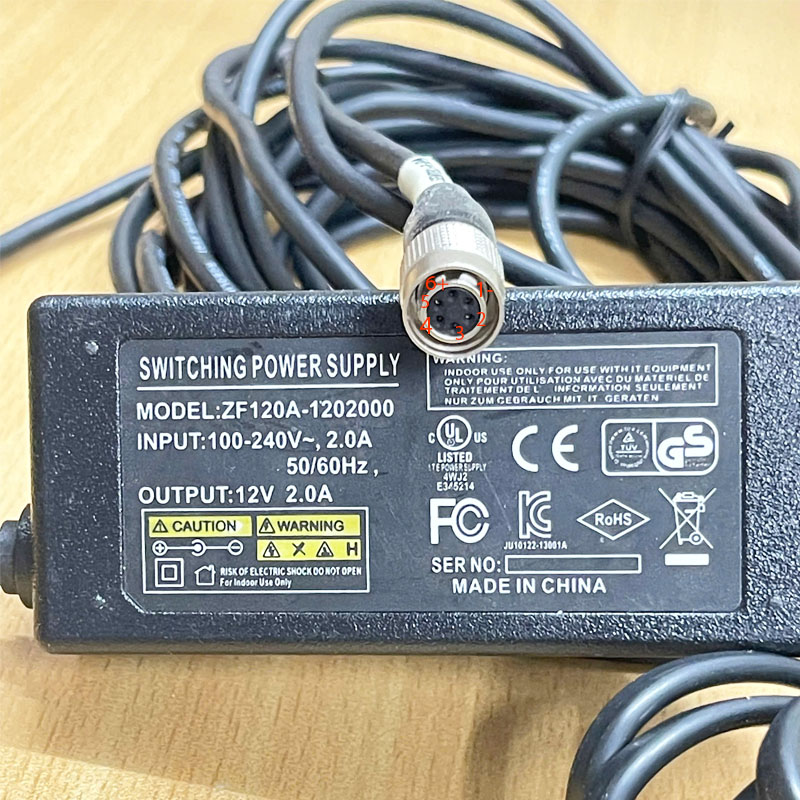 Adapter 12V 2A 24W Shenzhen ZF120A-1202000 Connector Size Hirose HR10A-7P-6S(73) 6 Pin Female Dài 6M For Basler ace2 GigE Power Supply Industrial Camera