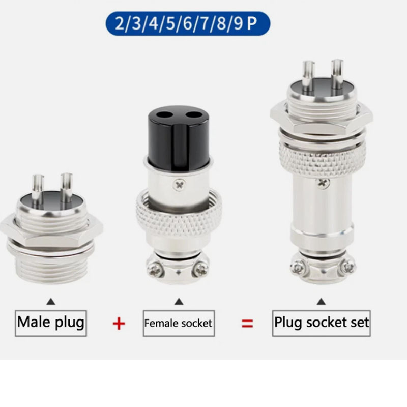 Đầu Nối Bảng Mạch Connector GX16-2 3 4 5 6 7 8 9 Pin Male Female 16mm Panel Connector Plug + Socket Aviation