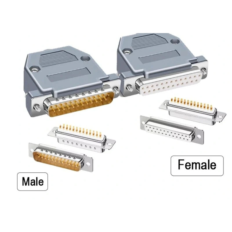 Bộ Combo Đầu Hàn Com LPT 1284 Parallel 25 Chân Âm Dương Mạ Đồng Và Vỏ Ốp DB25 Female Solder Connector Kit Plastic