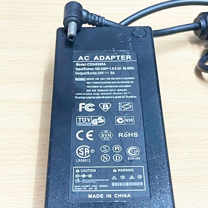 Adapter 24V 5A 120W CD240500A Connector Tip Size 5.5mm x 2.5mm Switching Power Supply For Clover Station 1.0 Printer P100 Station Hub H500 YJ1 White