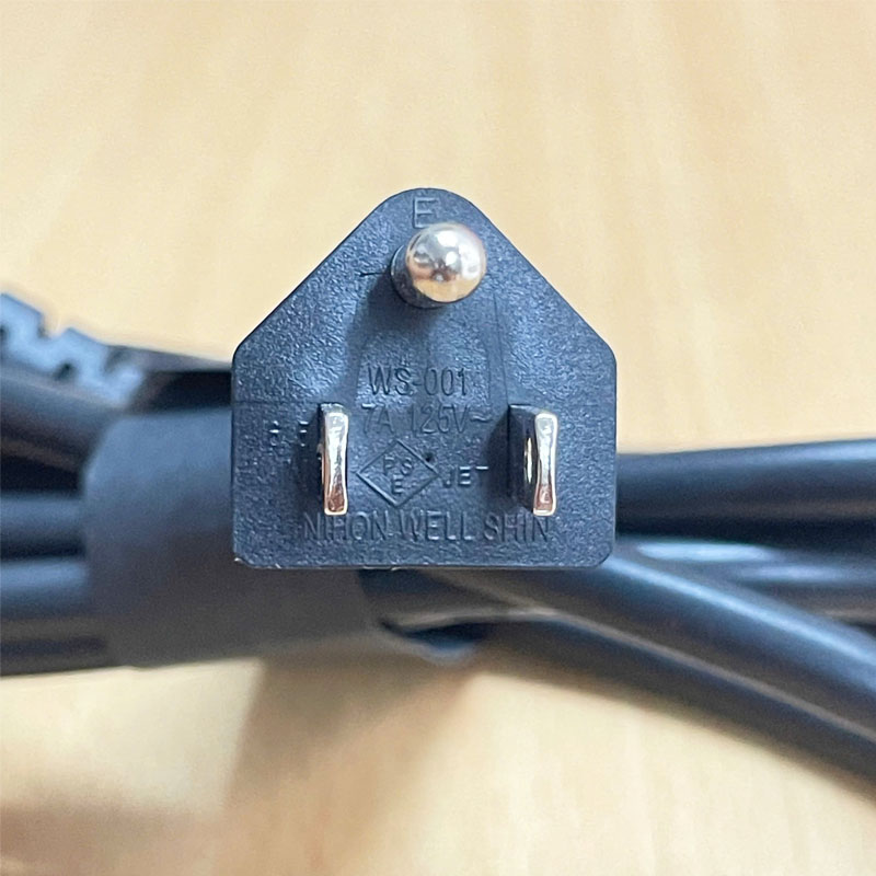Dây Nguồn 3 Chân 2 Dẹt 1 Tròn Có Tiếp Địa NIHON WELL SHIN WS-001 WS-002 AC Power Cord Japan JIS C 8303 IEC C13 125V 7A 14AWG 3x0.75mm Dài 1.8M