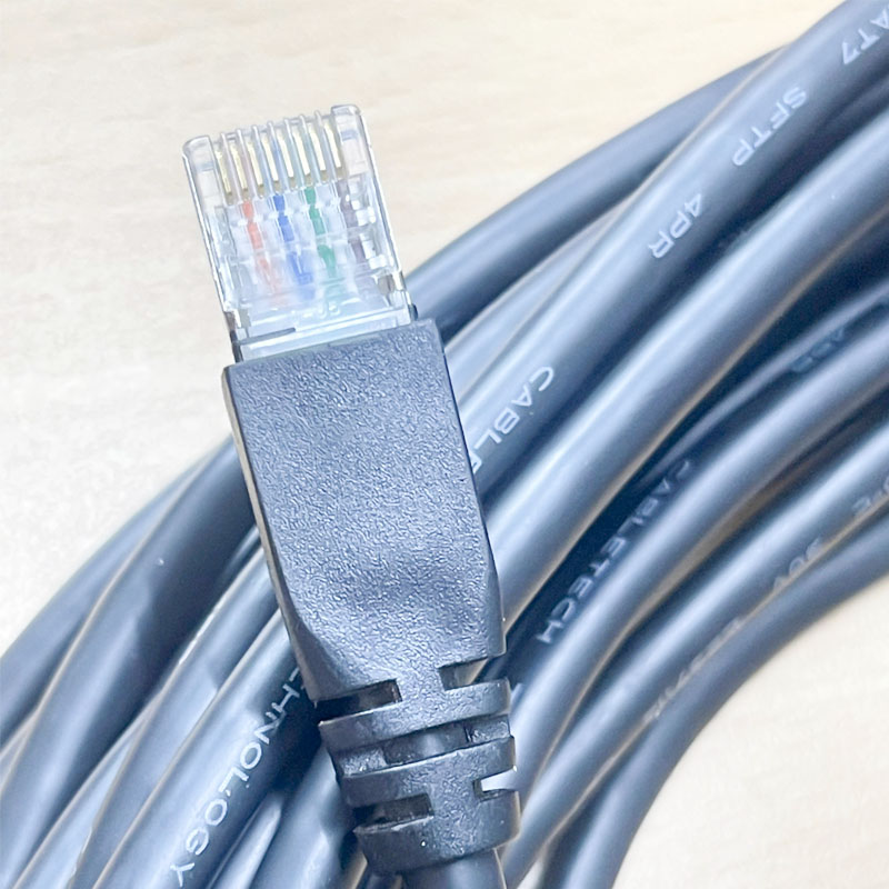 Cáp XC-M12EN-M8SN-15M-N Dài 15M M12 X-Coded 8 Pin Male to RJ45 GigE Vision CAT7 S/FTP E237114 4PR x 26AWG High Flex Ethernet Cable For Basler Cognex in-Sight Industrial Camera