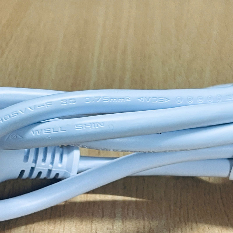 Dây Nguồn 3 Chân Chéo Tam Giác WELL SHIN WS-015 WS-002-15 Australia & China AC Power Cord GB2099 to C13 10A 250V 3Gx0.75mm² White Dài 1.8M