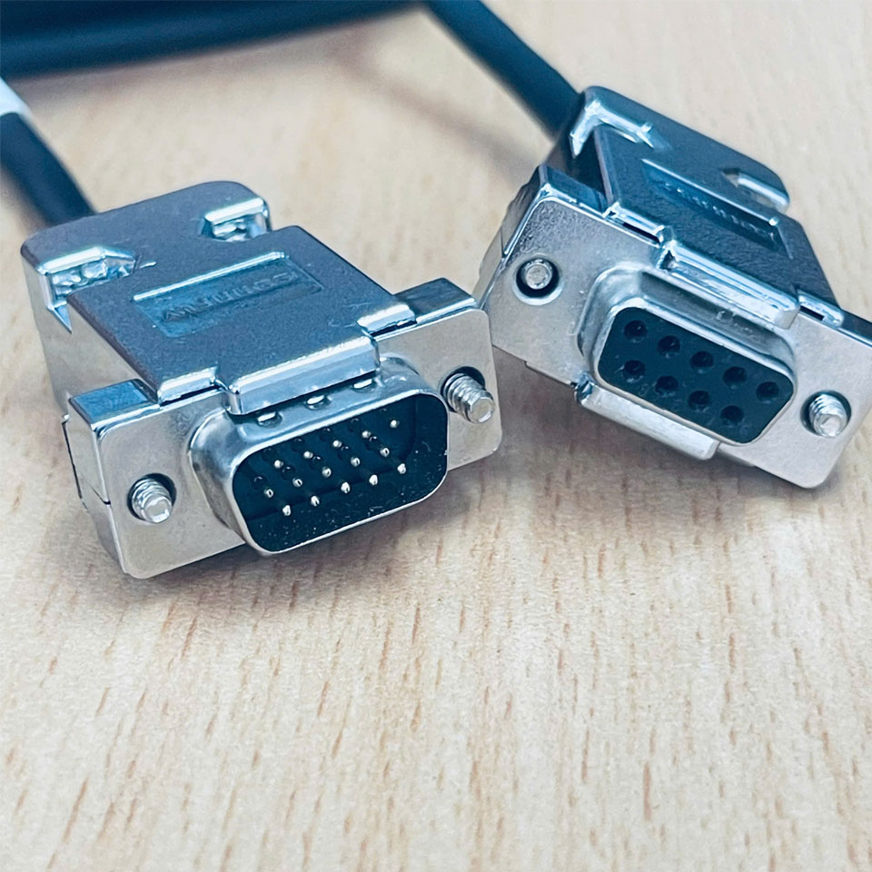 Cáp Kết Nối DB15 HD VGA 15 Pin Male to DB9 Female Metal Shell Connector CONNFLY Dài 10M Cable KAYANG E102671 24AWG For Lamf Sensor