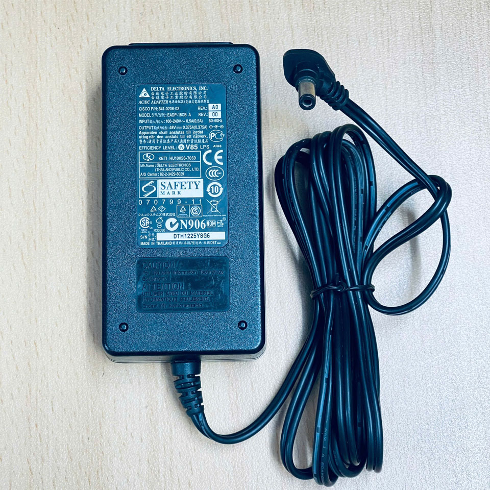 Bộ Chuyển Đổi Nguồn Adapter 48V 0.375A EADP-18CB A DELTA ELECTRONICS IEC C14 Jack DC Connector Size 5.5mm * 2.5mm