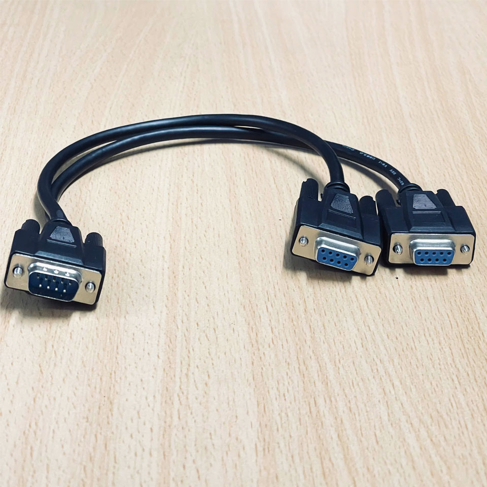 Cáp Chia Cổng Chữ Y Nối Tiếp RS232 DB9 Đực sang 2 Cái Dài 20Cm Y Splitter Cable DB9 Male to 2 DB9 Female Serial Splitter Adapter Straight Through Cable
