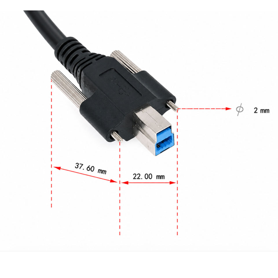Cáp Original Industrial Camera USB 3.0 Type A to Type B Cable Locking Screw Dài 3M