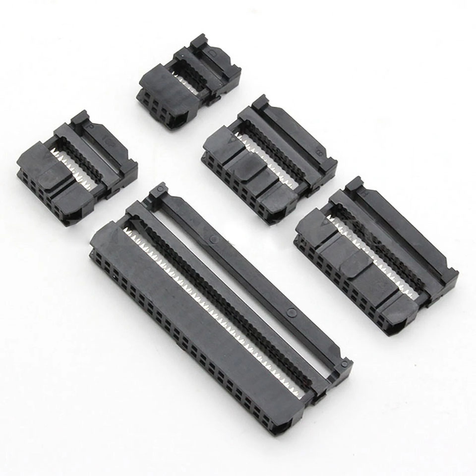 Đầu Nối Cáp Dẹt IDC Socket Plug Ribbon Cable Connector 10,12,14,16,18,20,24,26,30,34,40,50,64 Pin Way-2.54mm Pitch