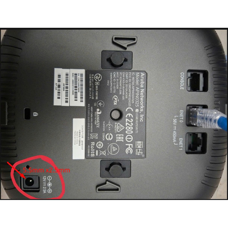 Adapter 12V 2.5A Delta ADP-30KR B Thay Thế CUI INC 12V 2.5A SDI30-12-U-P209-C1 Connector Tip Size 5.5mm x 2.5mm For Aruba Networks APIN0325