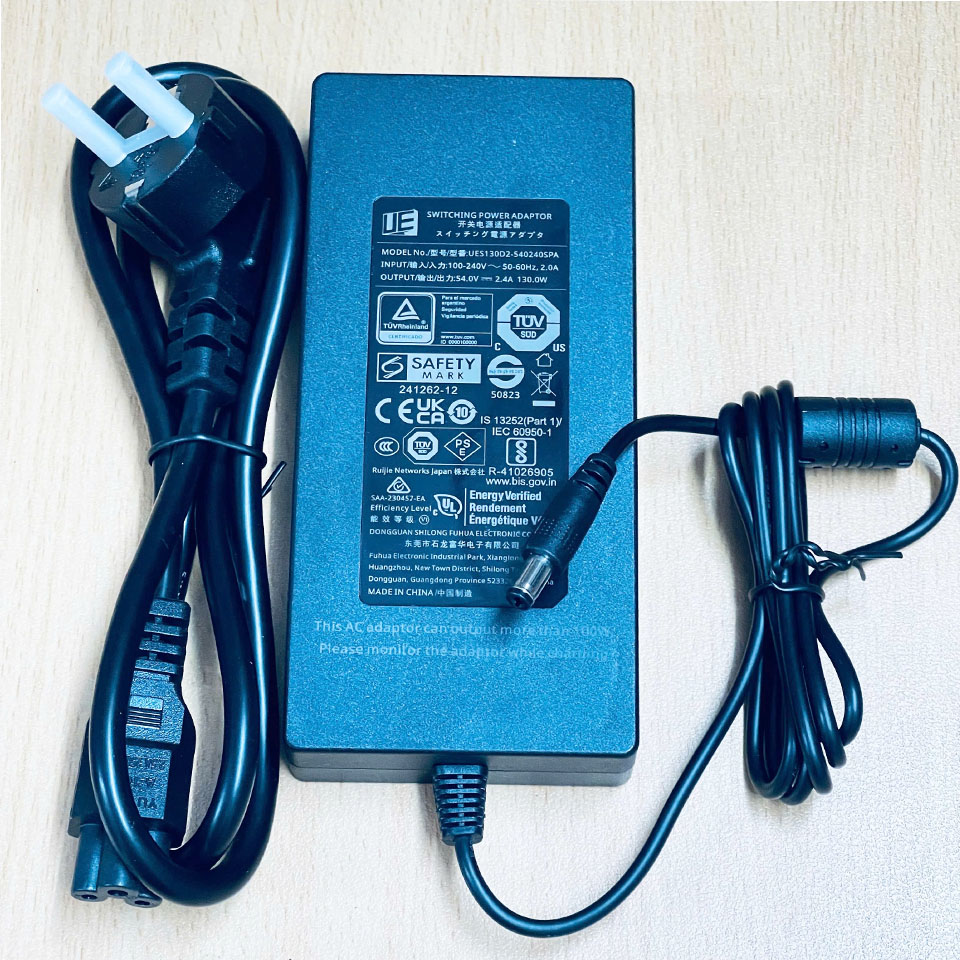 Adapter 54V 2.4A 130W UE UES130D2-54024OSPA Connector Tip Size 5.5mm x 2.1mm For PoE Switch  Ruijie Networks
