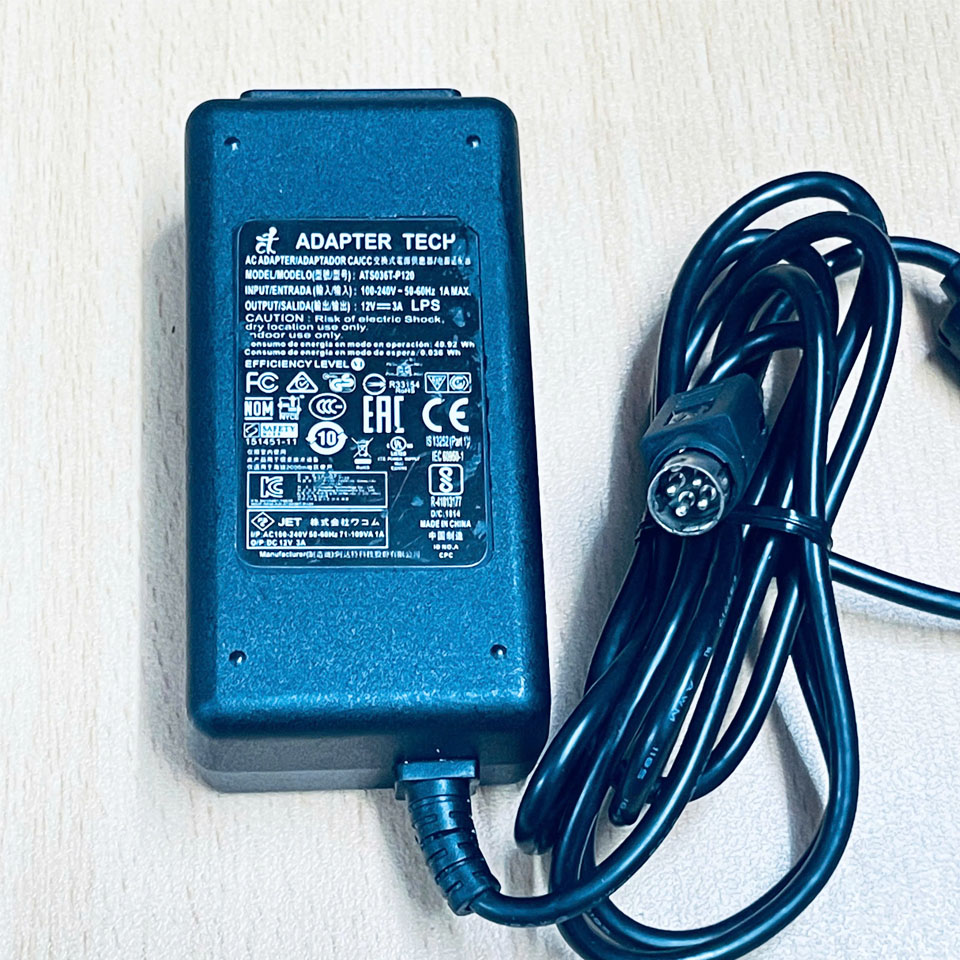 Adapter TECH 12V 3A 36W ATS036T-P120 Connector Tip Size 4-Prong Pin Mini Din 10mm Plug For Bút Vẽ Bảng Điện Tử Wacom CINTIQ 16 DTK-1660/K1-CA 16 DTK-1661 DTK1660K0D DTK1660K1D