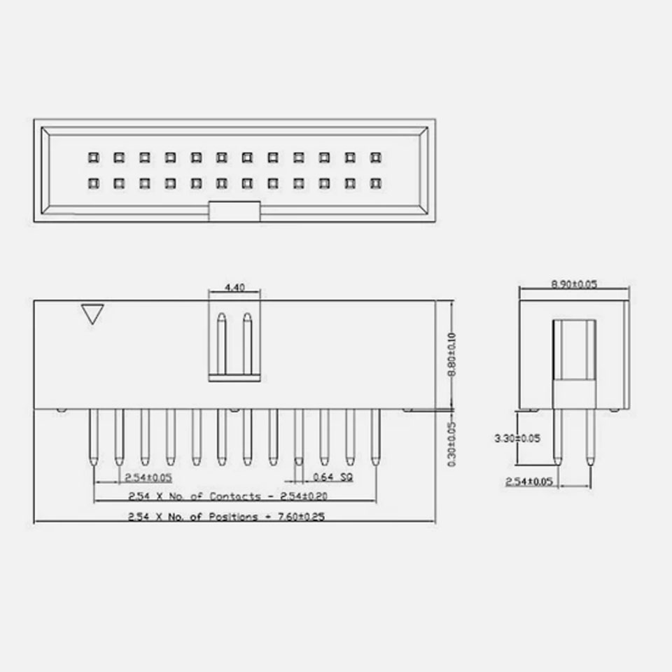 Đầu Nối Bảng Mạch IDC 20 Pin Male Header Socket Connector 2.54mm 2x10 Straight Male Shrouded Box Header PCB IDC Connector