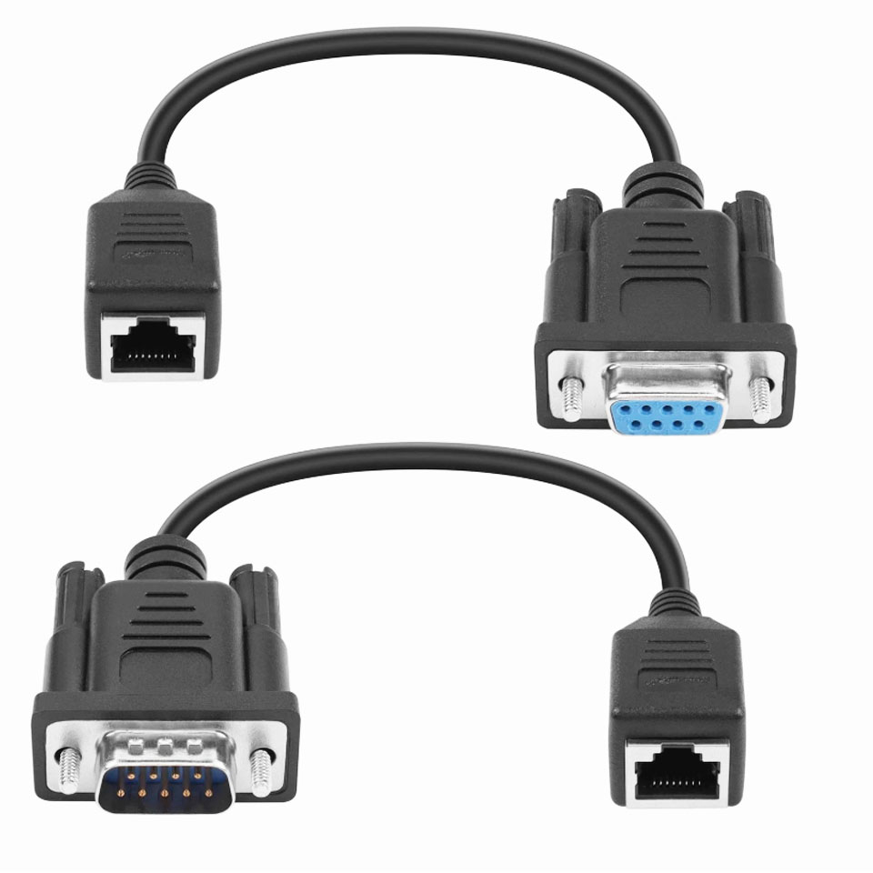 Cặp Cáp Chuyển Đổi Nối Tiếp RS232 DB9 Male And Female 9 Holes to RJ45 Female Dài 17Cm