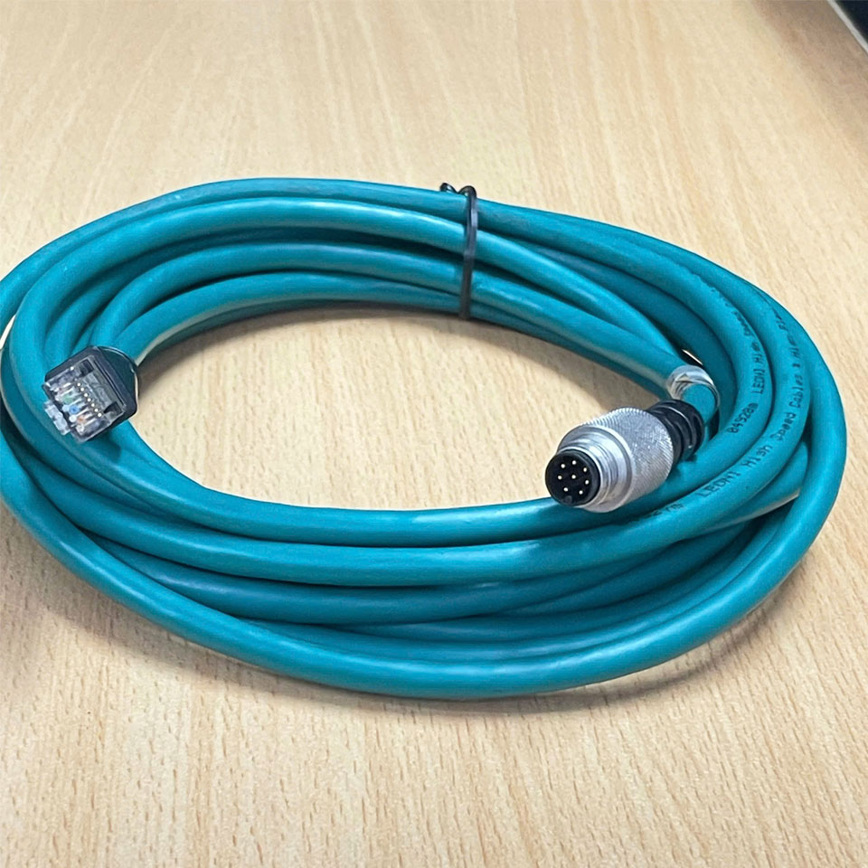 Cáp Original Ethernet Cognex 185-0253R Dài 5M Cable CCB-84901-1003-05 Cognex M12 Male Ethernet Cable A-Code 8 Pin RJ45 Hàng Tháo Thiết Bị