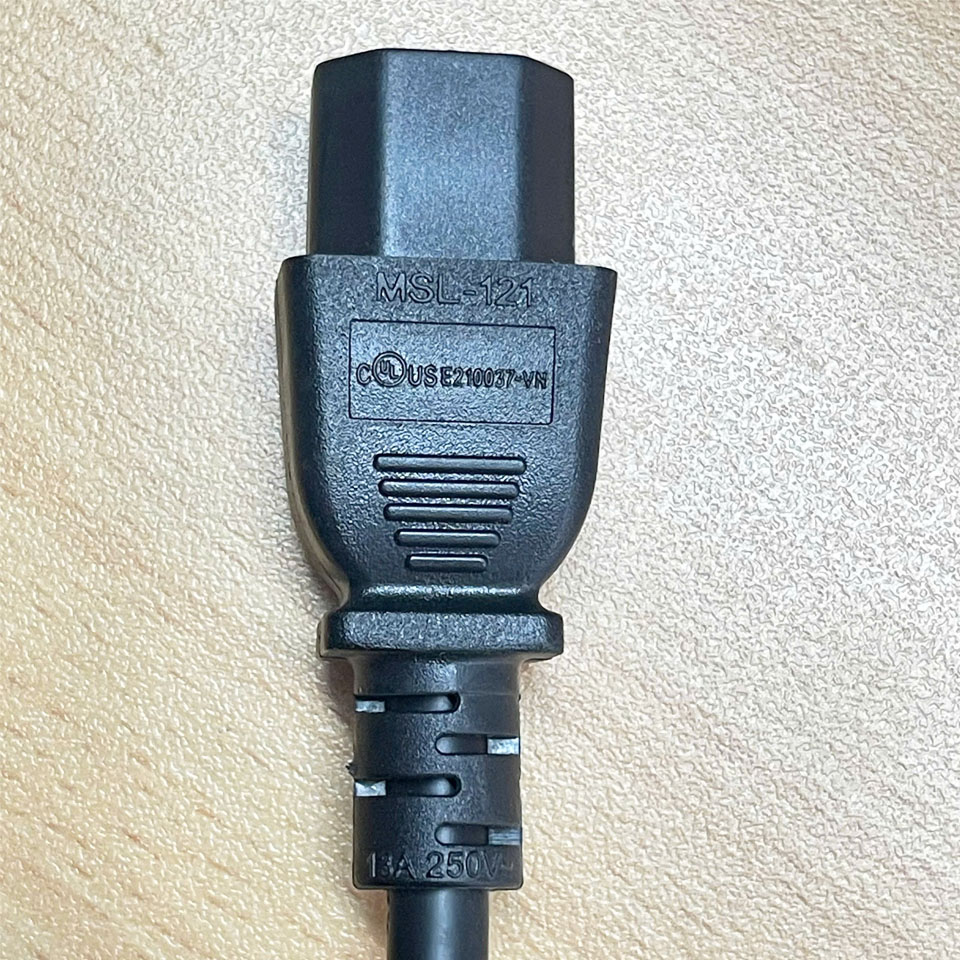 Dây Nguồn IEC 60320 C14 to C15 MSL-106 MSL-121 13A 250V 16AWG 3Cx1.31mm Black Power Cord Length 2M