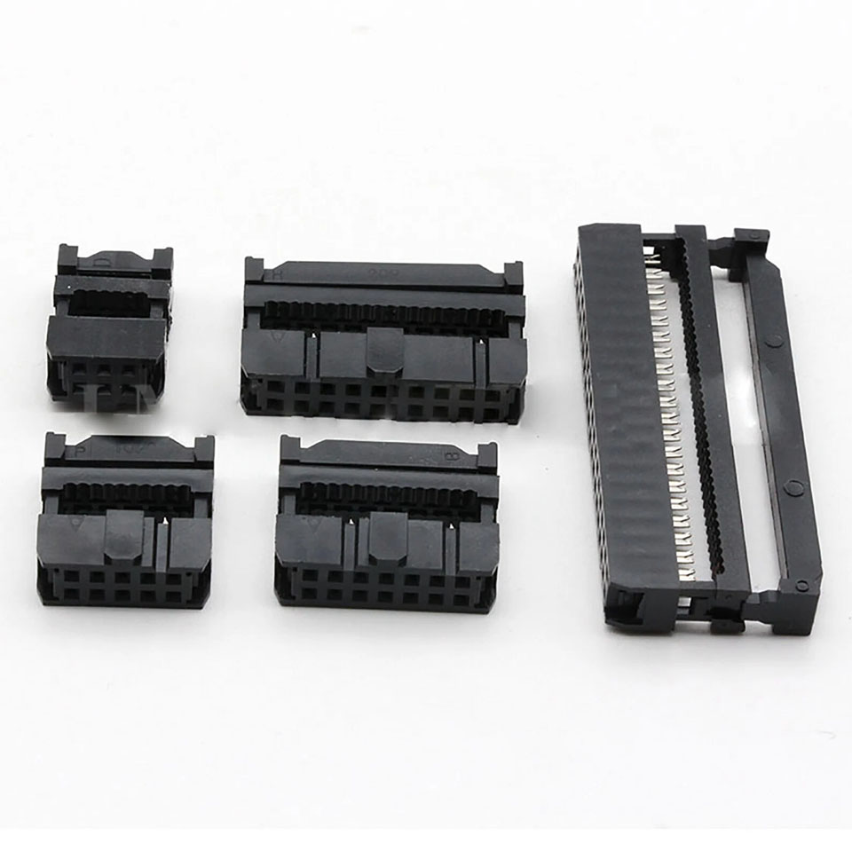 Đầu Nối Cáp Dẹt IDC Socket Plug Ribbon Cable Connector 10,12,14,16,18,20,24,26,30,34,40,50,64 Pin Way-2.54mm Pitch