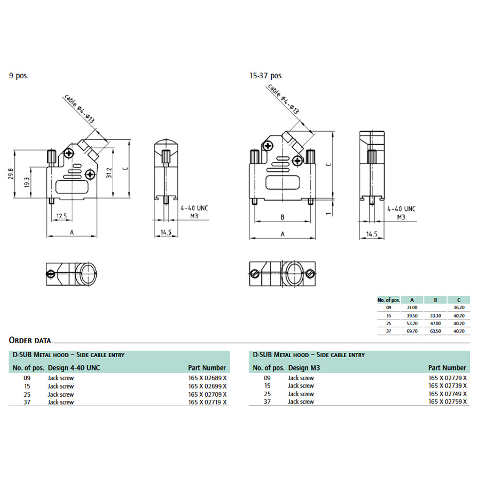 Vỏ Ốp Original Amphenol CONEC 165X02699X D-Sub DB15 Metal Hood Connector Silver 45° Shielded Metallized Niken Crews
