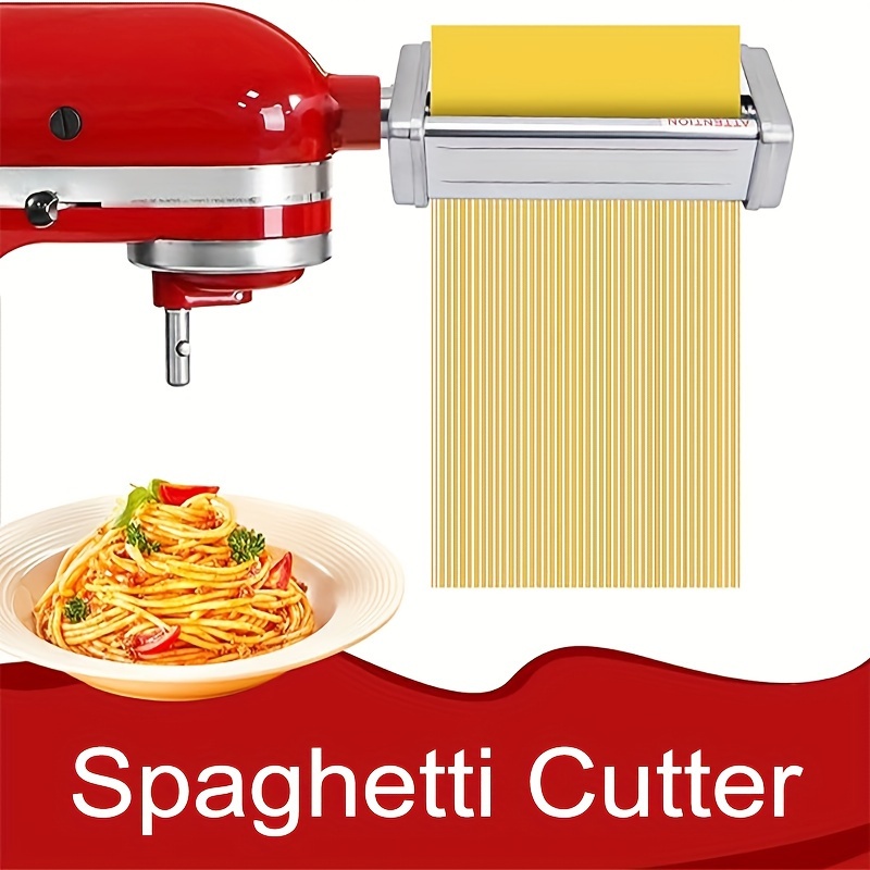 Phụ kiện máy làm mì ống cho máy trộn đứng KitchenAid Phụ kiện thép không gỉ Máy cán mì ống, Máy cắt mì spaghetti và Máy cắt mì fettuccine phù hợp với tất cả máy trộn đứng KitchenAid gia dụng