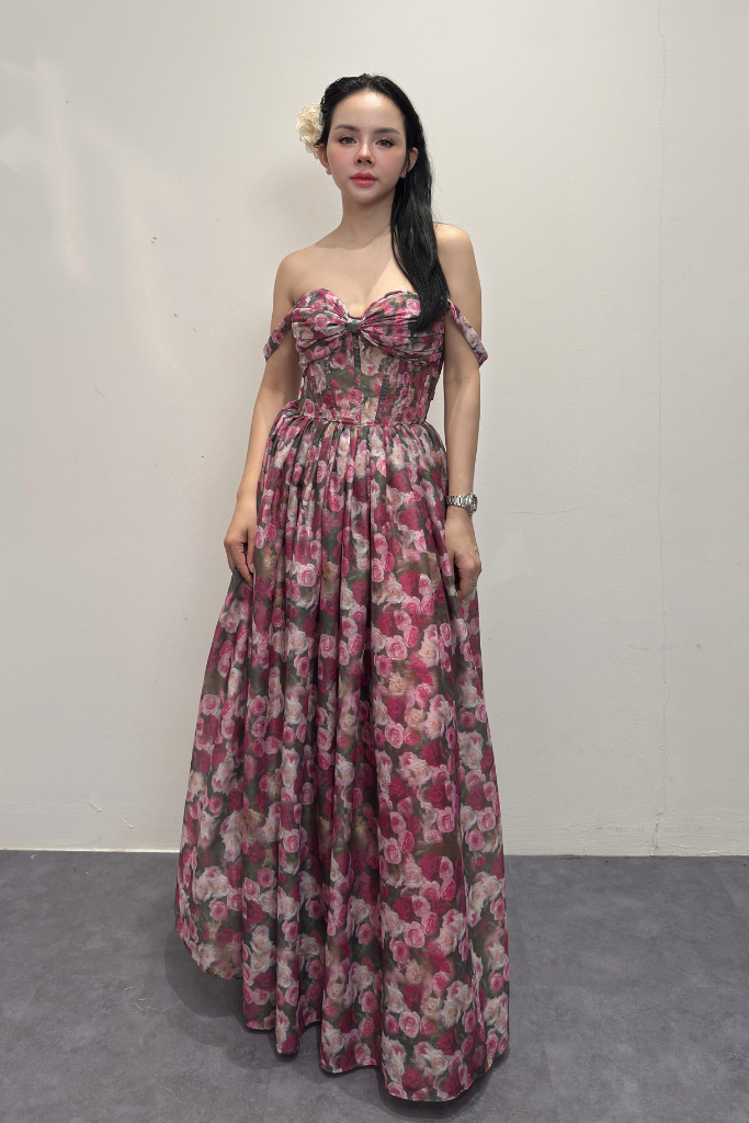 Váy Lụa Hoa Hồng "Rosalie"