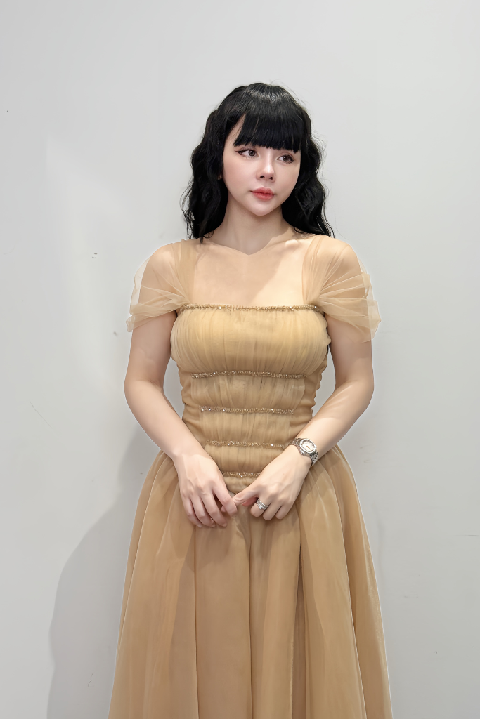Váy Xòe V Eo Trễ Vai “Elysian Charm Gown”