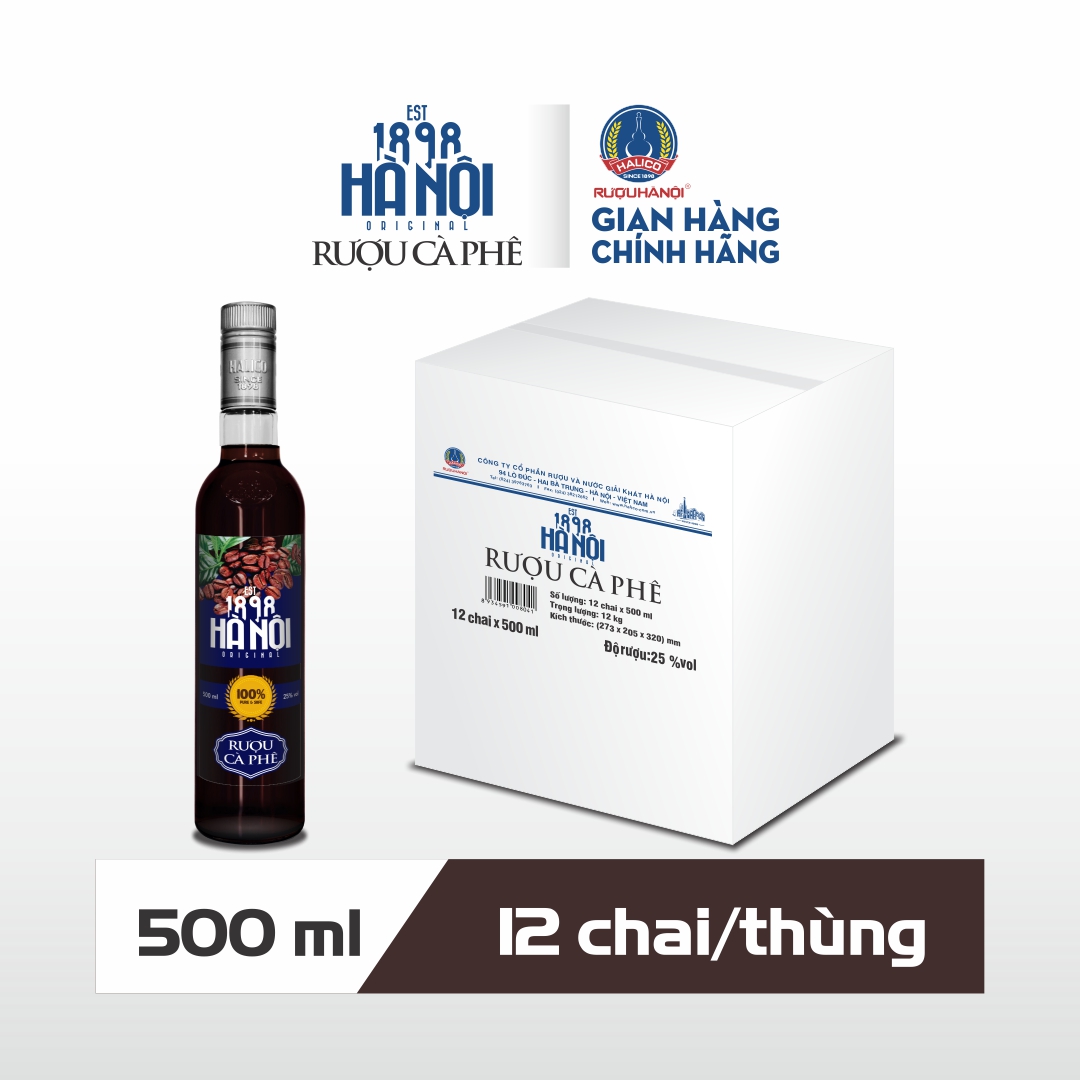 Rượu Cà Phê HALICO nồng độ 25% chai thuỷ tinh 500ml không kèm hộp