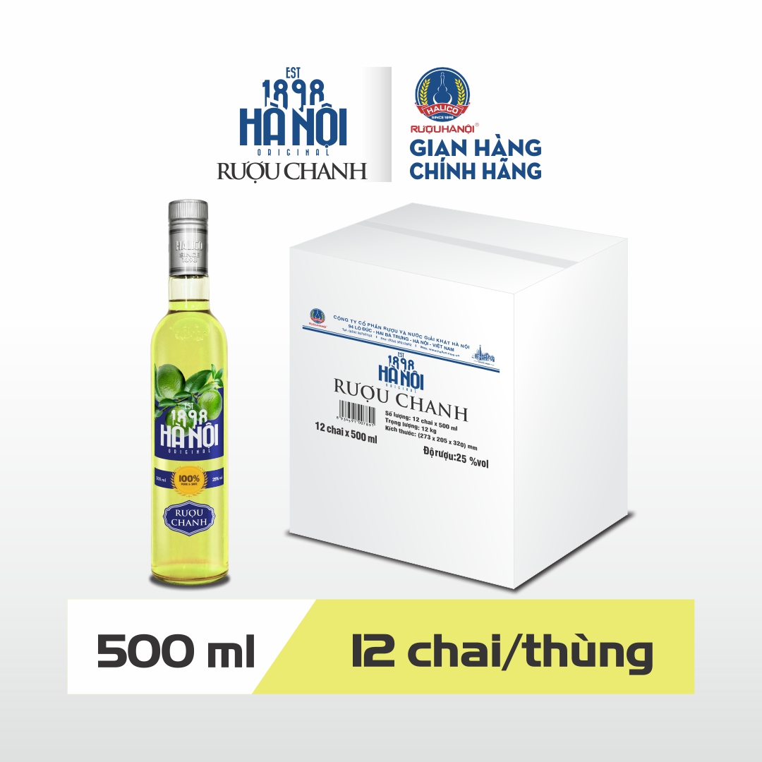Rượu trái cây HALICO vị chanh nồng độ 18% chai 500ml không kèm hộp