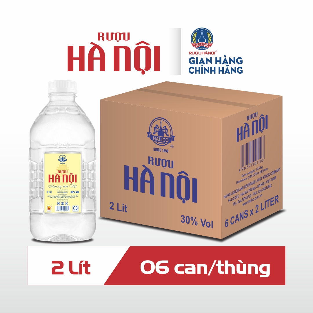 Rượu Hà Nội HALICO nồng độ 30% can PE 2l không kèm hộp