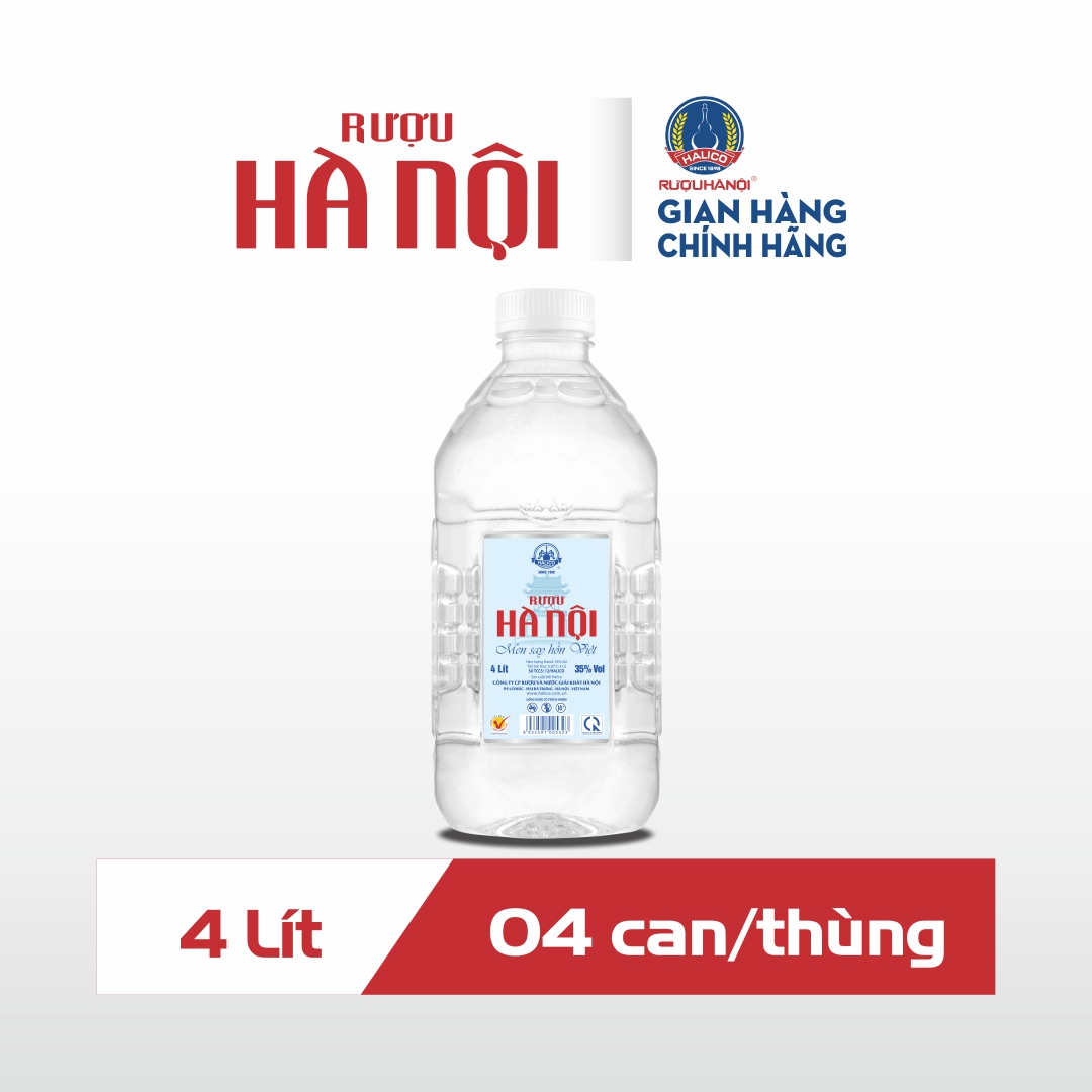 Rượu Hà Nội HALICO nồng độ 35% can PE 4l không kèm hộp