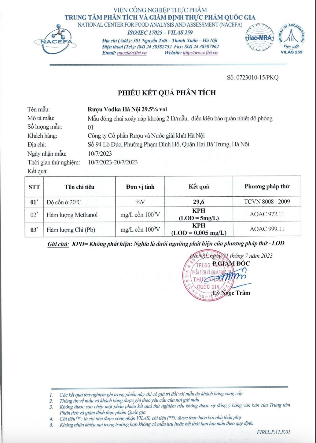 Rượu Vodka Hà Nội nhãn xanh HALICO nồng độ 29,5% chai 300ml không kèm hộp