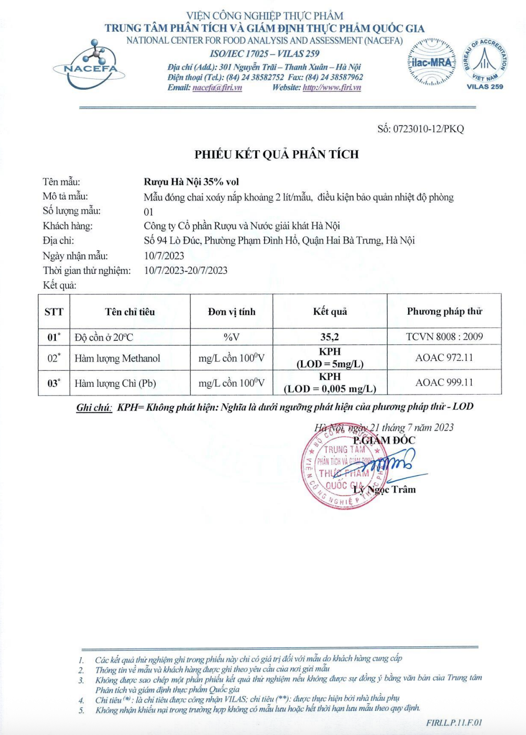Rượu Hà Nội HALICO nồng độ 35% can PE 2l không kèm hộp