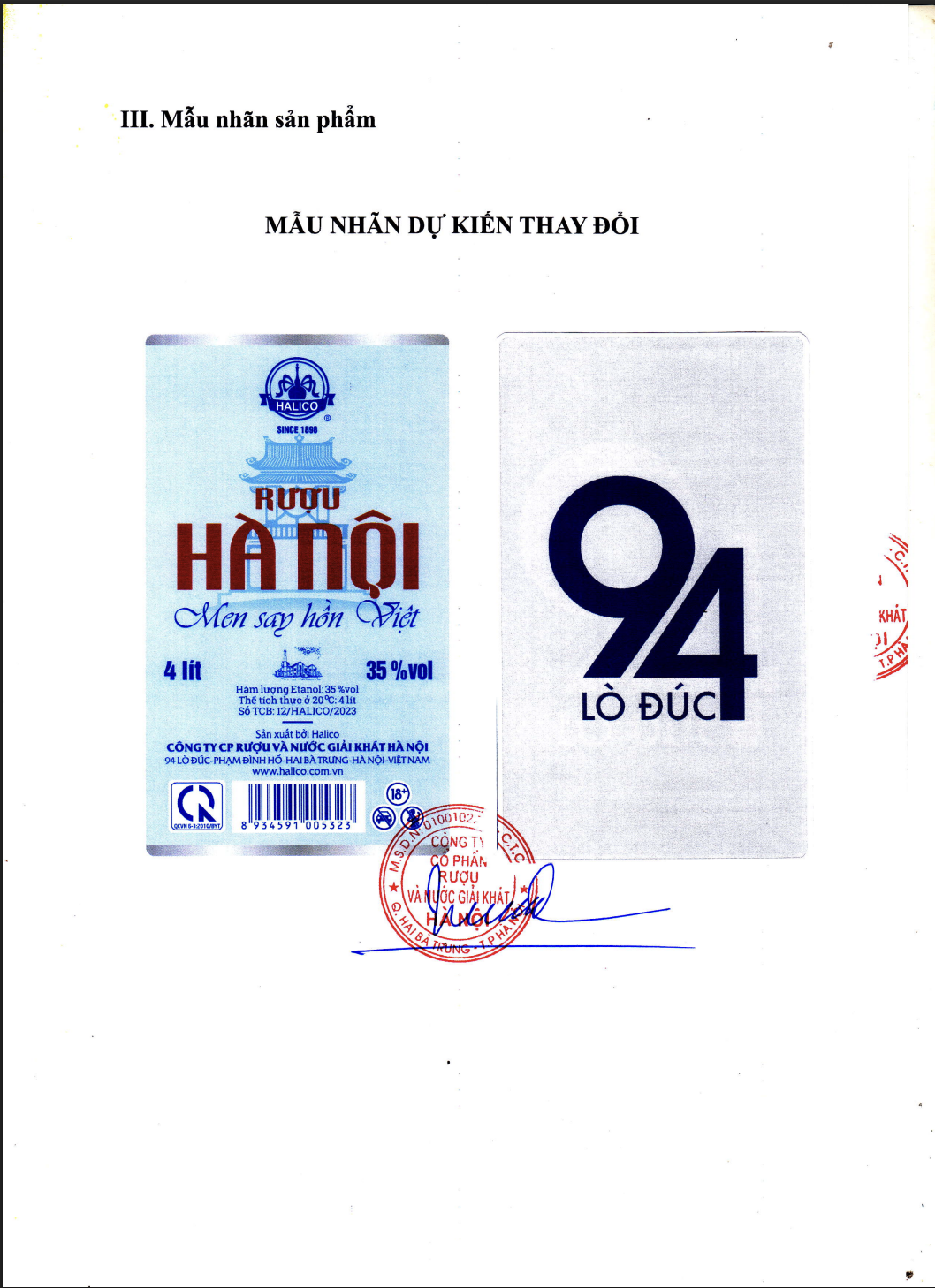 Rượu Hà Nội HALICO nồng độ 35% can PE 4l không kèm hộp