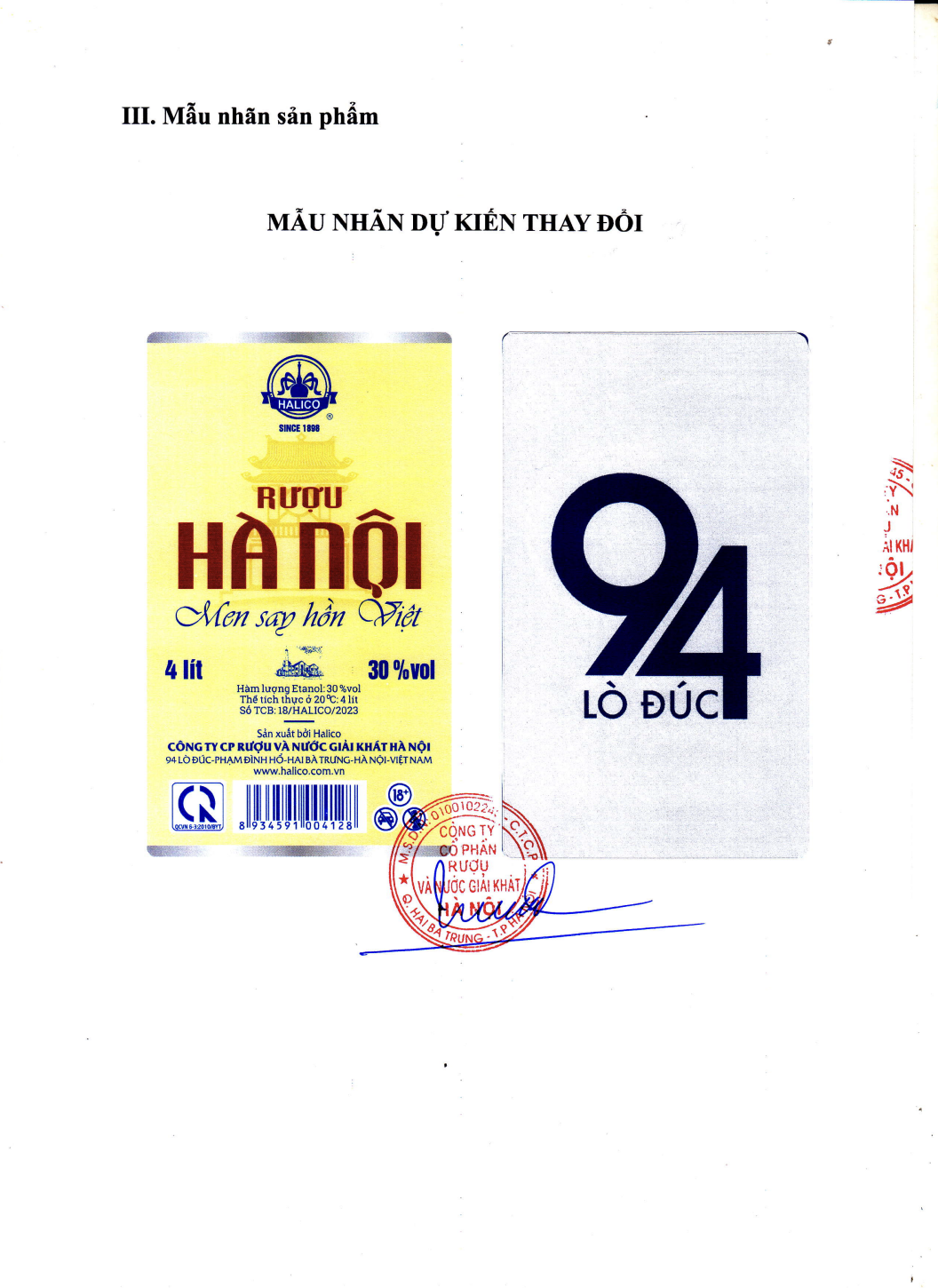 Rượu Hà Nội HALICO nồng độ 30% can PE 2l không kèm hộp