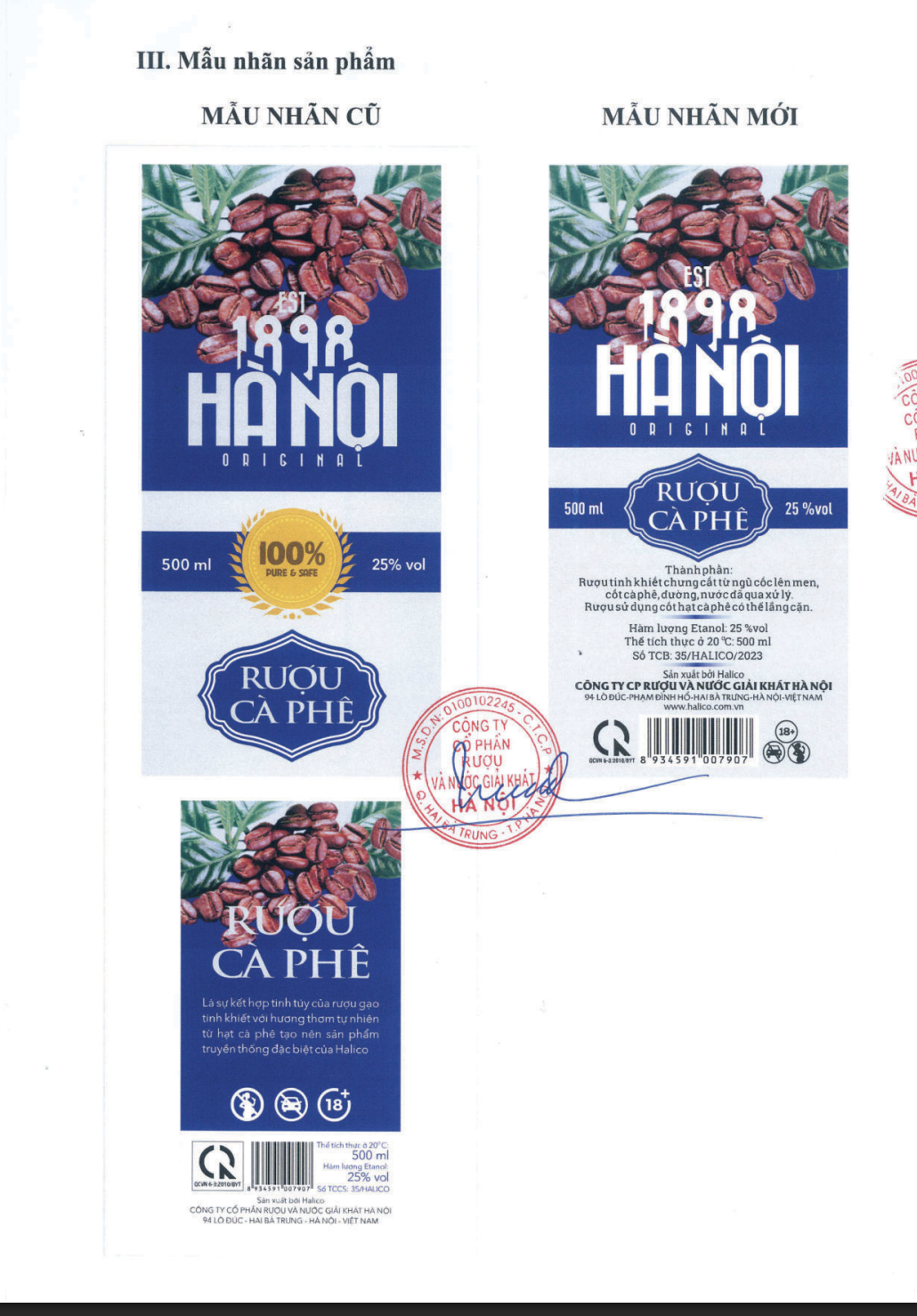 Rượu Cà Phê HALICO nồng độ 25% chai thuỷ tinh 500ml không kèm hộp