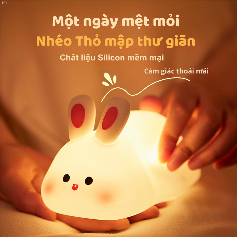 Đèn ngủ silicon đa màu Thỏ Mập dễ thương