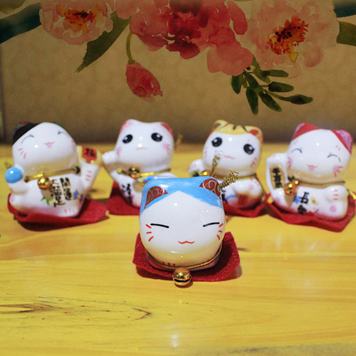 Bộ ngũ mèo thần tài-Đa phú đa tài 4cm