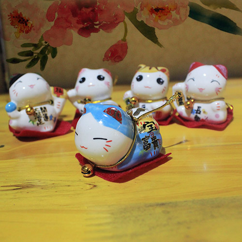 Bộ ngũ mèo thần tài-Đa phú đa tài 4cm