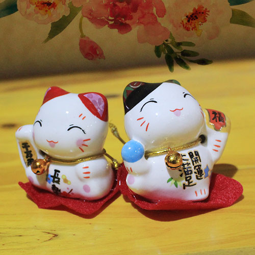 Bộ ngũ mèo thần tài-Đa phú đa tài 4cm