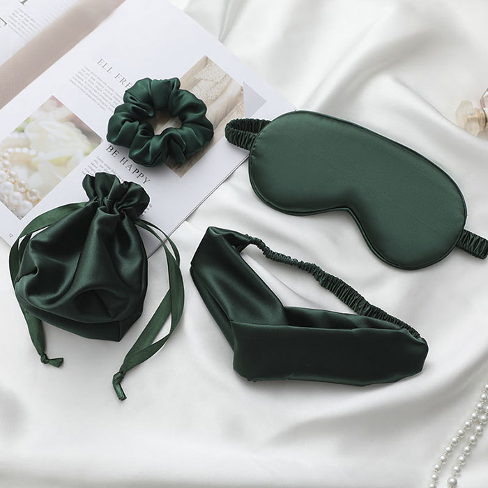 Set 4 món buộc tóc, bịt mắt, băng đô vải lụa cao cấp
