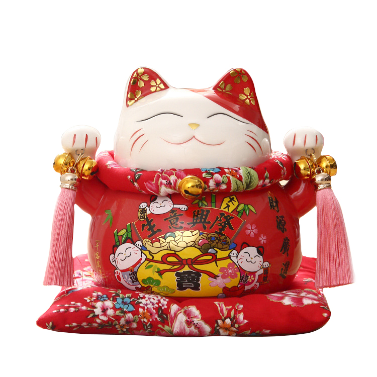 Mèo thần tài đỏ Phát Đạt Bội Thu – 21cm
