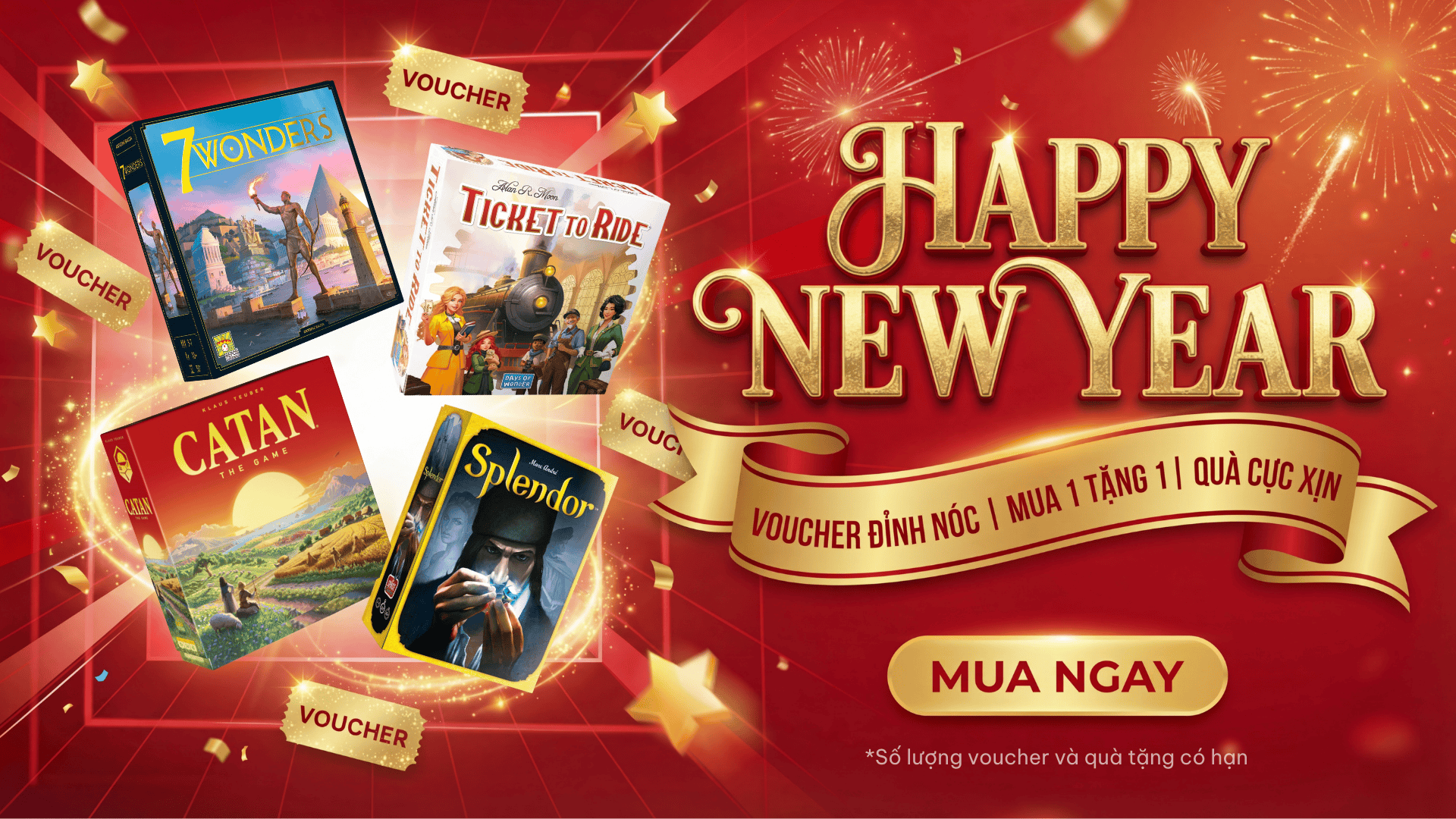 KHUYẾN MÃI BOARD GAME CHÀO NĂM MỚI 2026 – MUA 1 TẶNG 1 CỰC HỜI