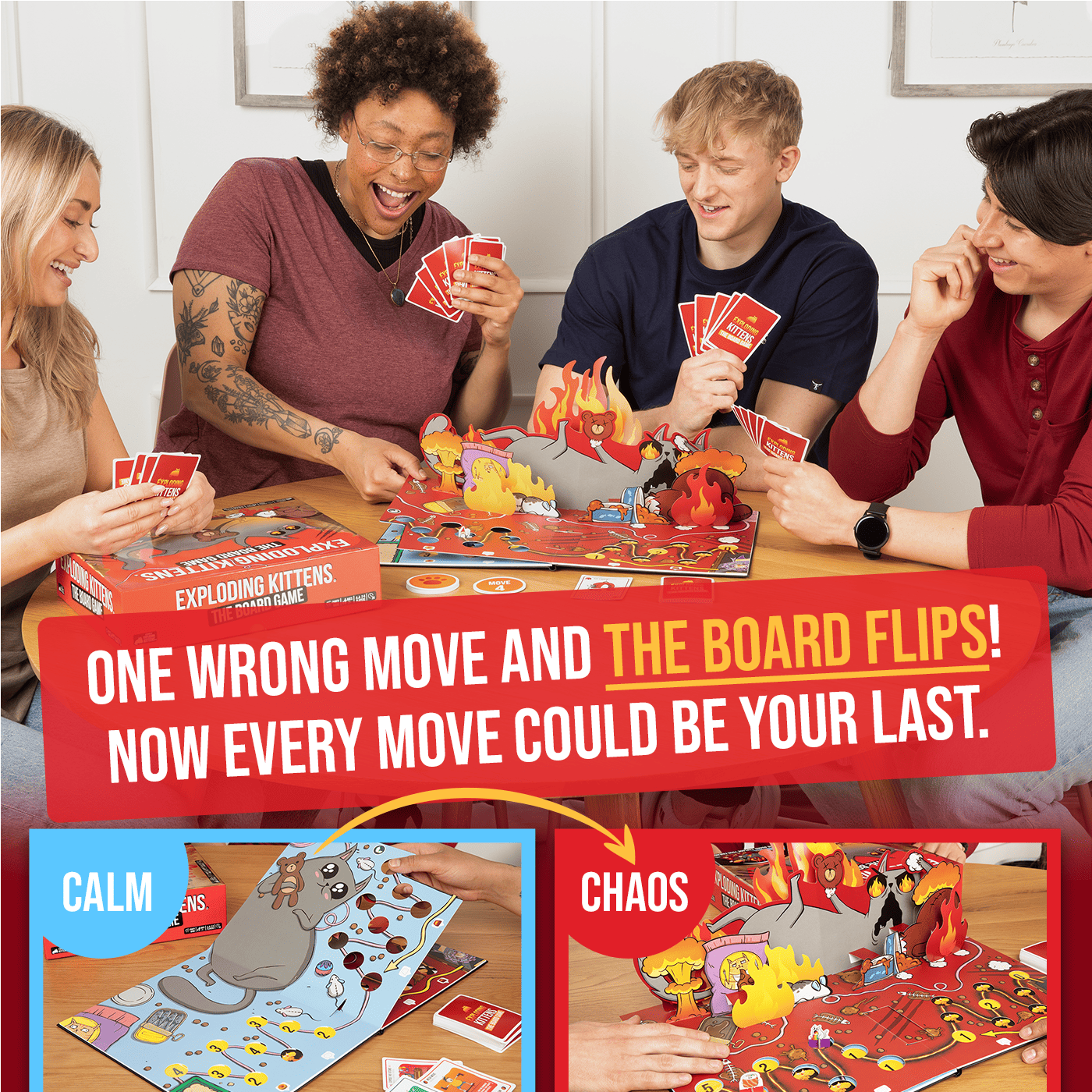 Exploding Kittens: The Board Game - Flip the board. Explode your friends.