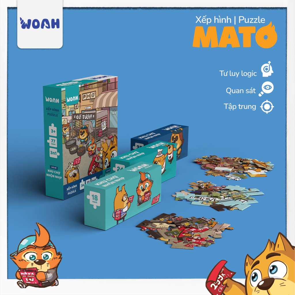 [Follow nhận voucher giảm giá ] Xếp Hình/Puzzle Mato nhiều cấp độ - Board Game VN