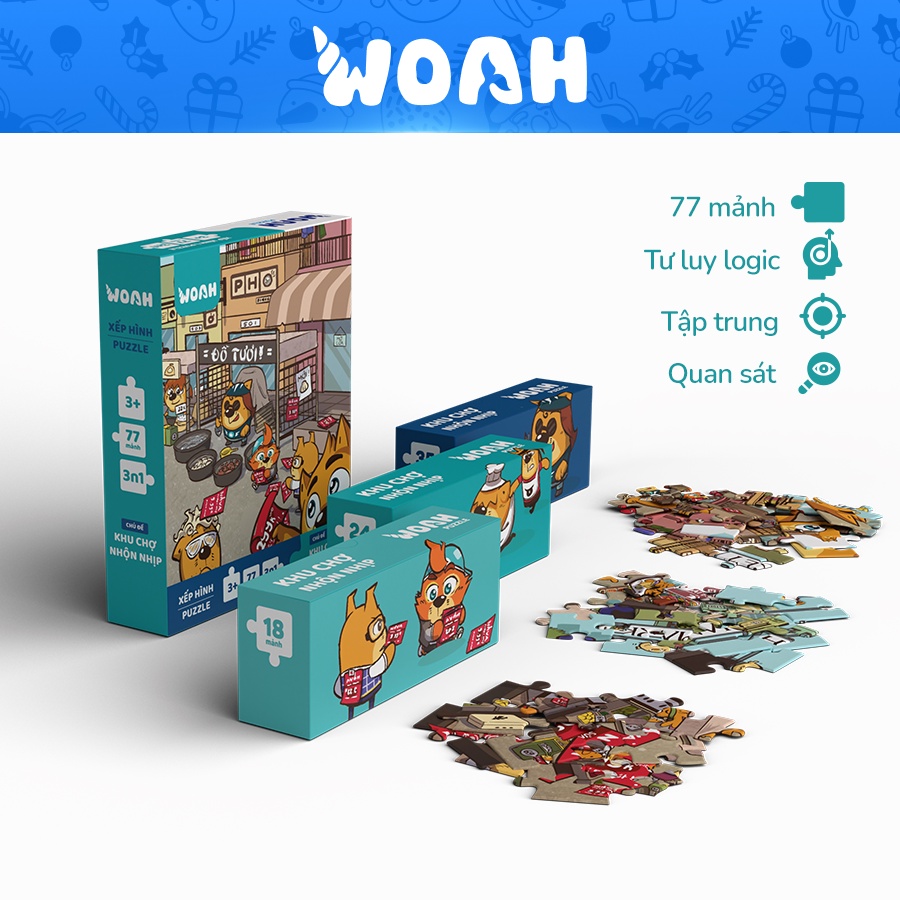 Xếp Hình/Puzzle Mato nhiều "Khu chợ vui nhộn" - Board Game VN