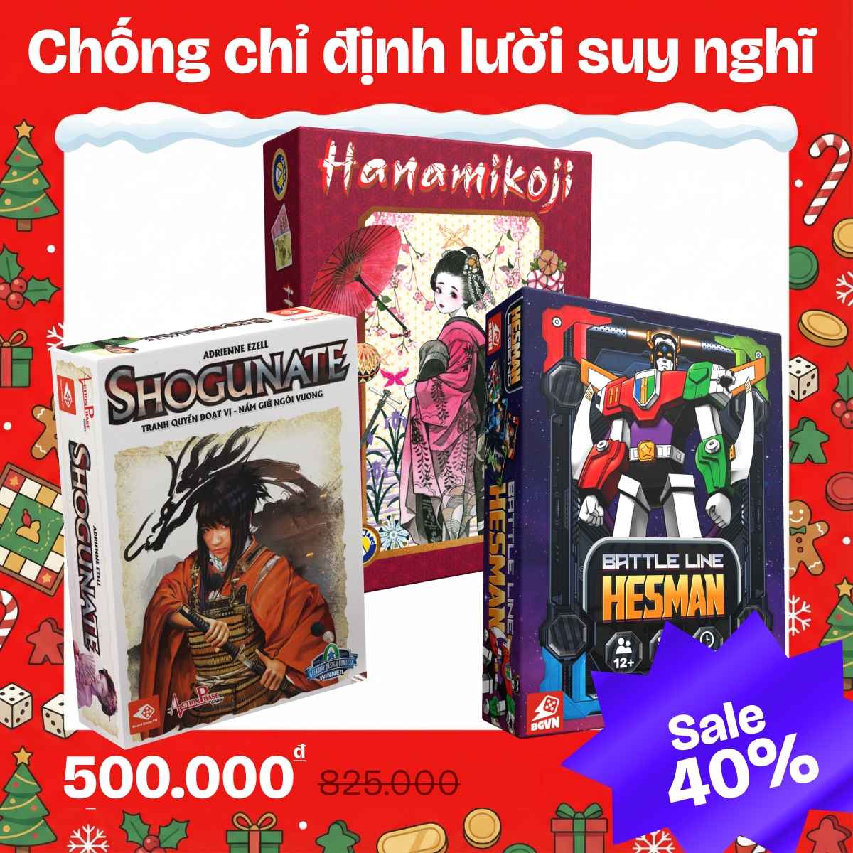 🧩 Combo Chống Chỉ Định Lười Suy Nghĩ: Shogunate + Hanamikoji + Battle Line Hesman