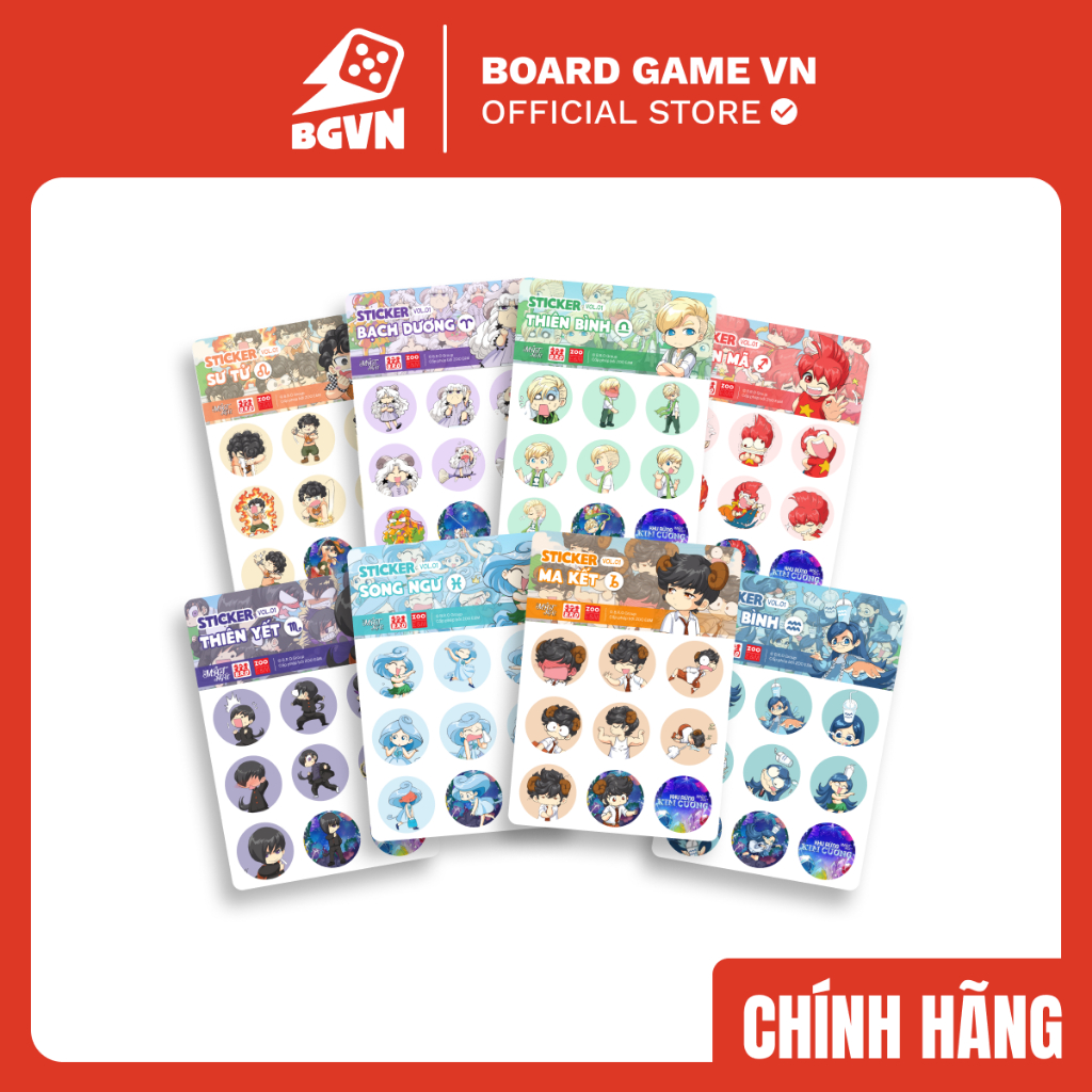 Bộ Sticker Lớp Học Mật Ngữ Vol.01 (12 mẫu) - Board Game VN