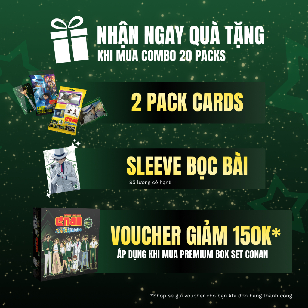 Box set card collection Thám tử lừng danh Conan: Ngôi Sao 5 Cánh 1 Triệu Đô | 20 pack | Board Game VN x Ducky Card