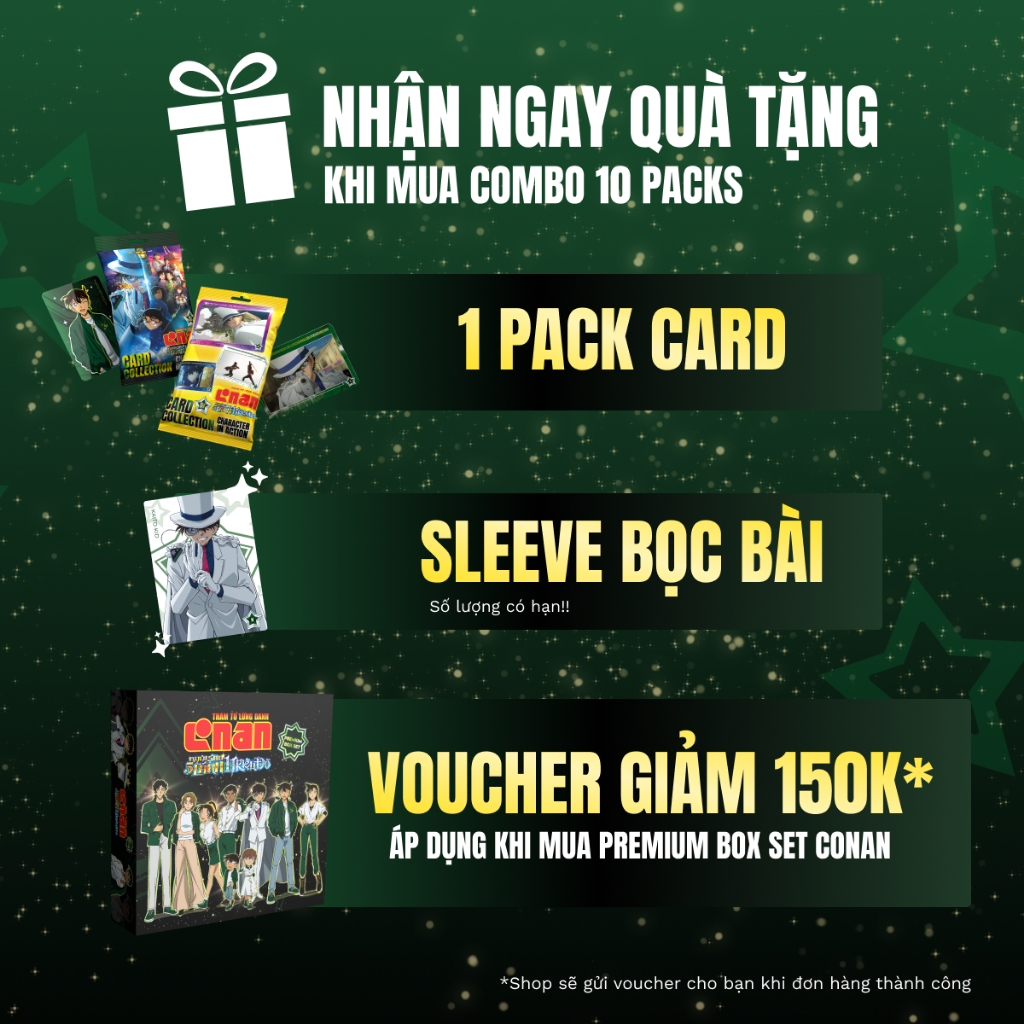 Box set card collection Thám tử lừng danh Conan: Ngôi Sao 5 Cánh 1 Triệu Đô | 20 pack | Board Game VN x Ducky Card