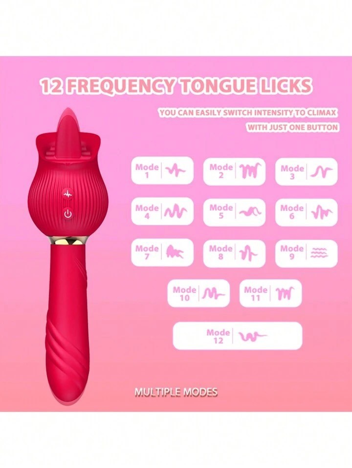 Chày rung thụt 2 đầu Hoa Hồng kết hợp lưỡi liếm cực phê